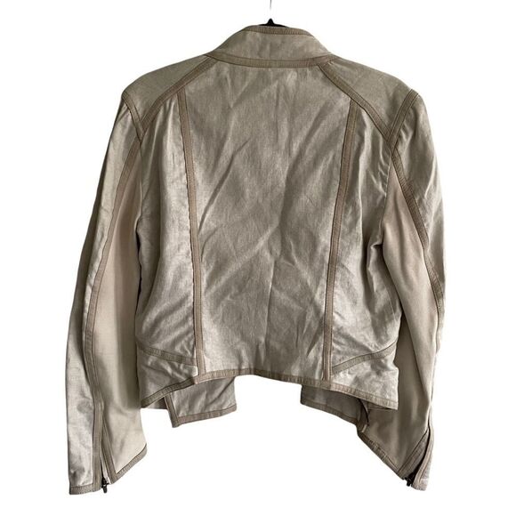 LAMARQUE COLLECTION Alexandra Asymmetrical Linen Leather Moto Biker Jacket M - Picture 8 of 12